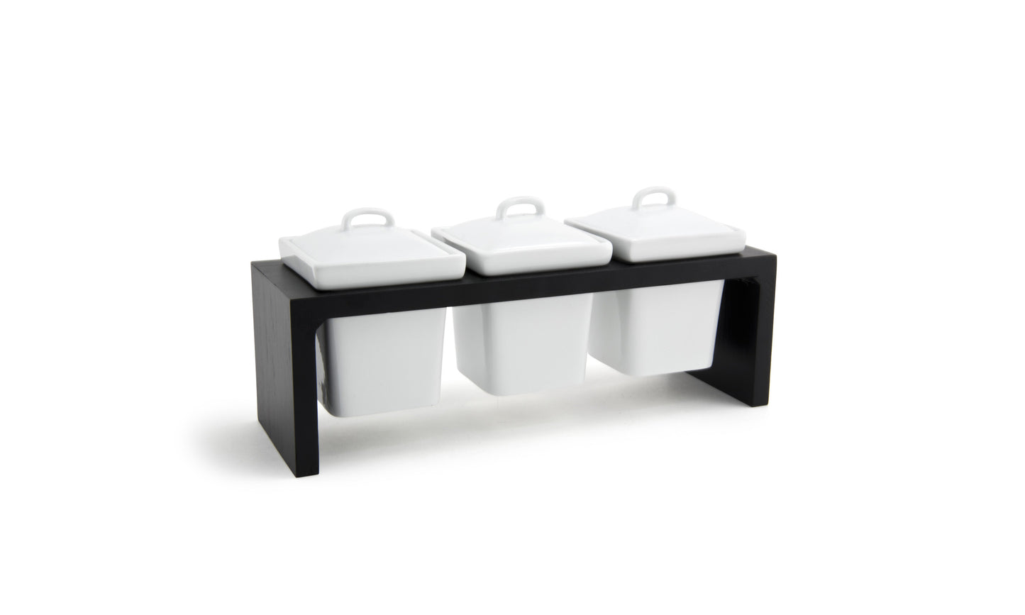 Black Natural Triple Mod® Pot Holder with 3" Square Mod® Pots