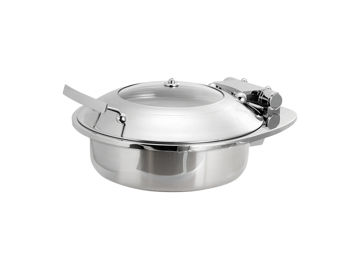 4.75 qt Round Smart Chafer with Tempered Glass Lid and Food Pan - Pack of 1