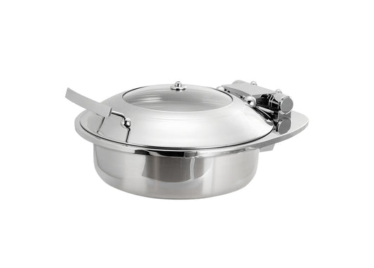 4.75 qt Round Smart Chafer with Tempered Glass Lid and Food Pan - Pack of 1