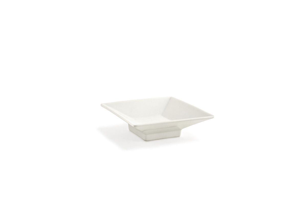 4.5" Square Kyoto™ Footed Dish - 4 oz - Cream - Pack of 6